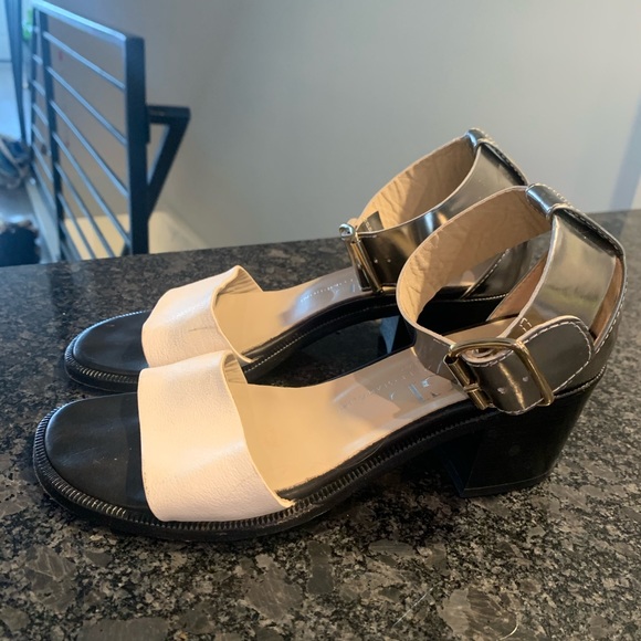 Attilio Giusti Leomruni Sandal Ankle Strap Block Heel Silver white leather 5.5 - Picture 1 of 14